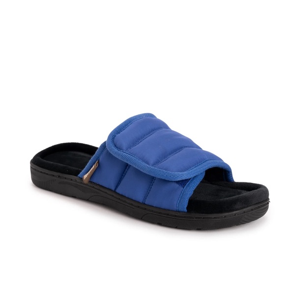 MUK LUKS Men's Adjustable Slide Slipper, Blue, NWT - Picture 1 of 5